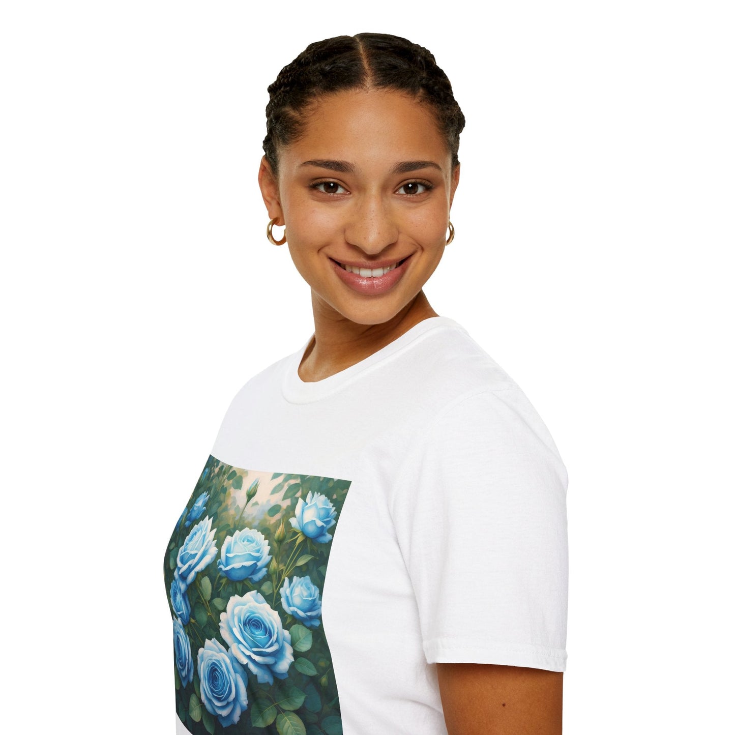 Blue Rose Unisex Softstyle T-Shirt - Floral Graphic Tee for Nature Lovers - Sentiments