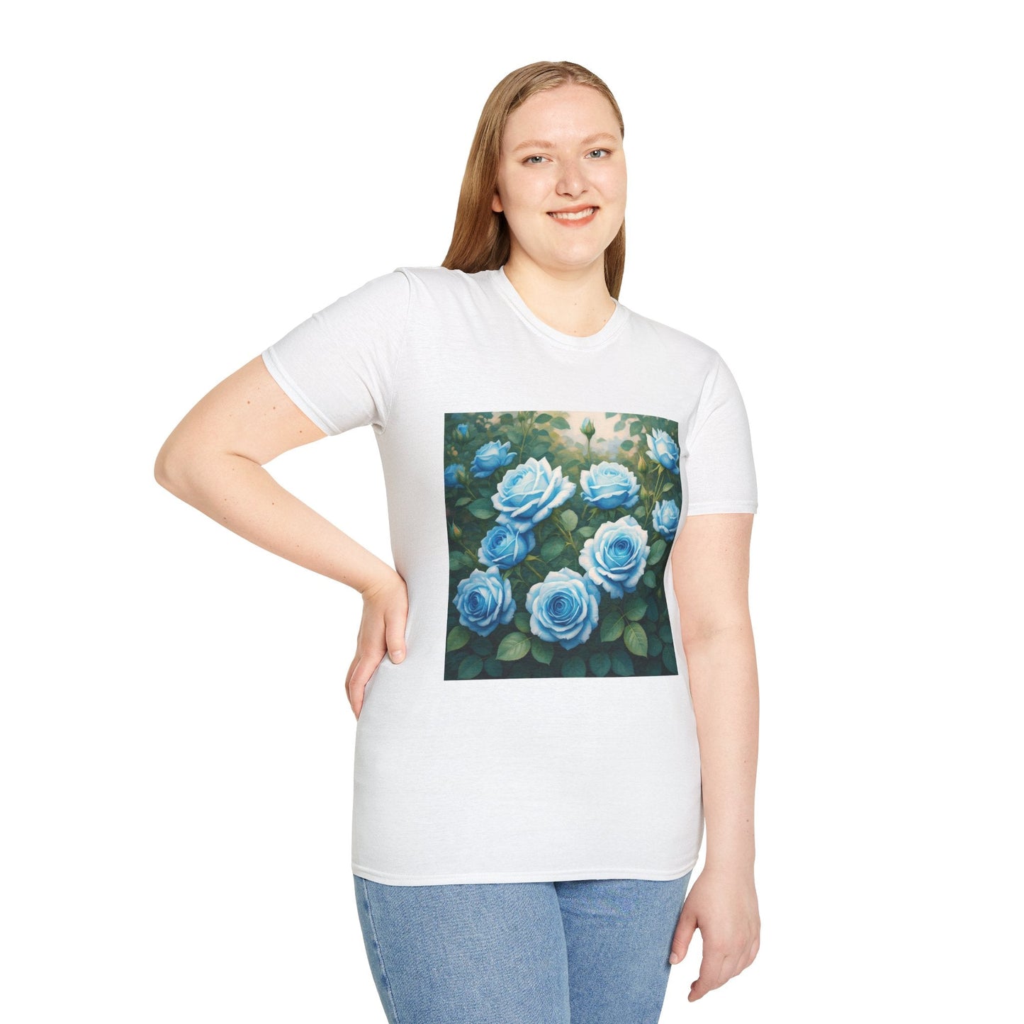 Blue Rose Unisex Softstyle T-Shirt - Floral Graphic Tee for Nature Lovers - Sentiments