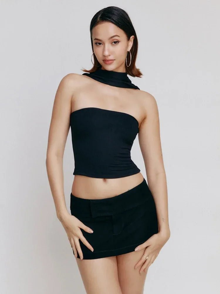 Halter Backless Satin Crop Top - Sentiments