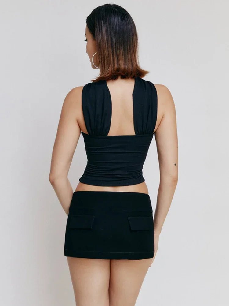 Halter Backless Satin Crop Top - Sentiments