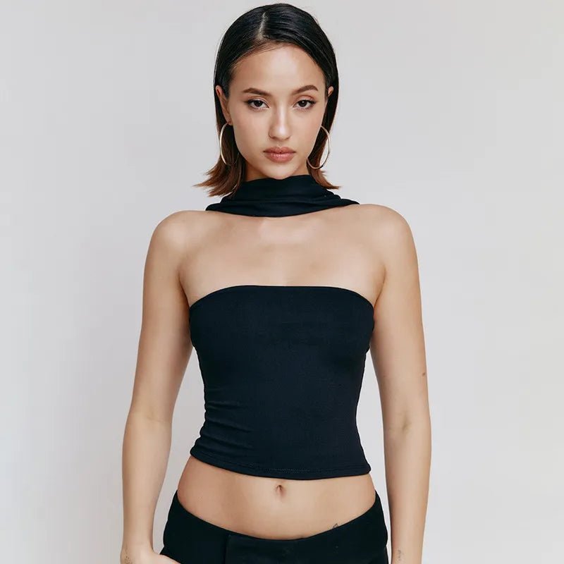 Halter Backless Satin Crop Top - Sentiments