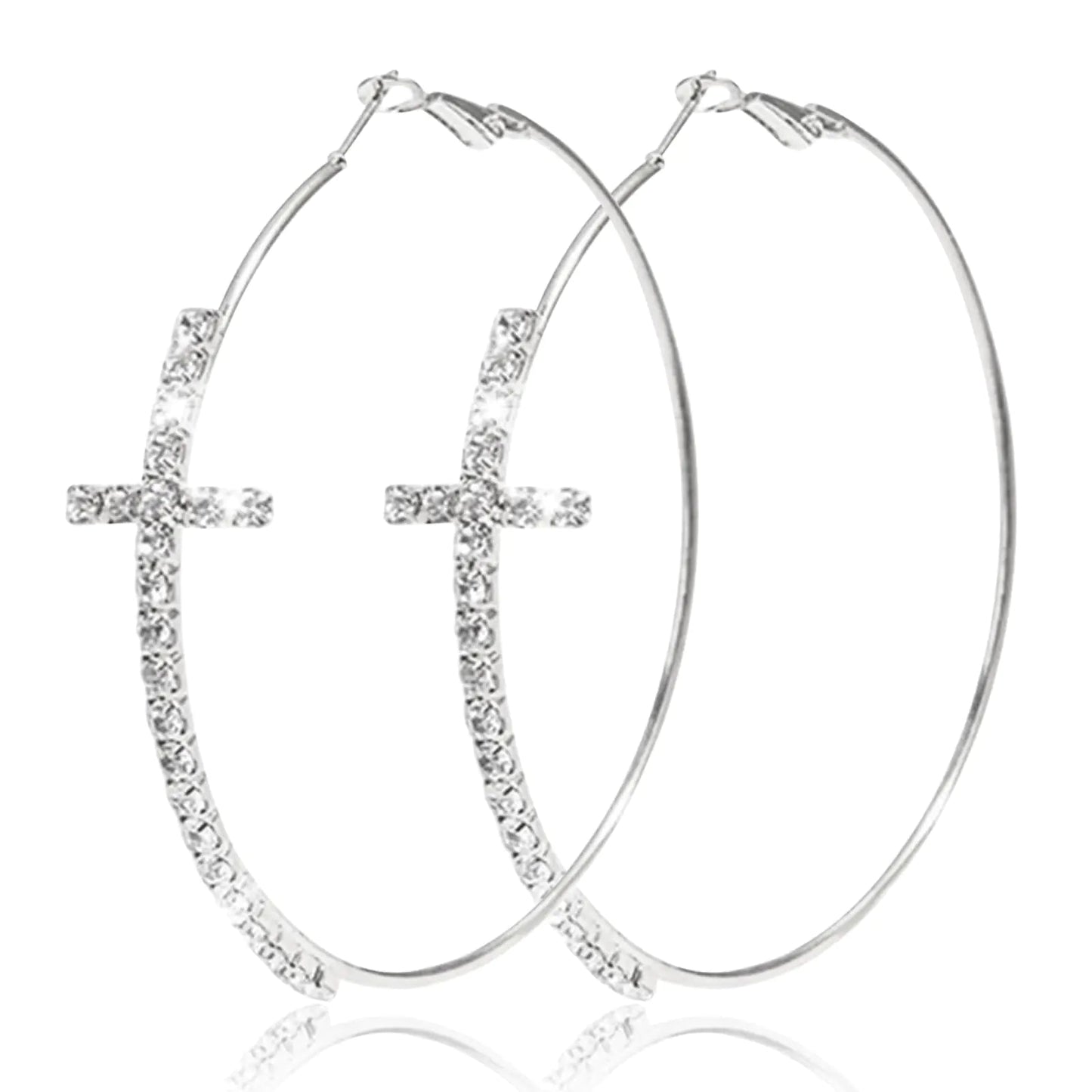 Rhinestone Big Hoop Earrings - Sentiments