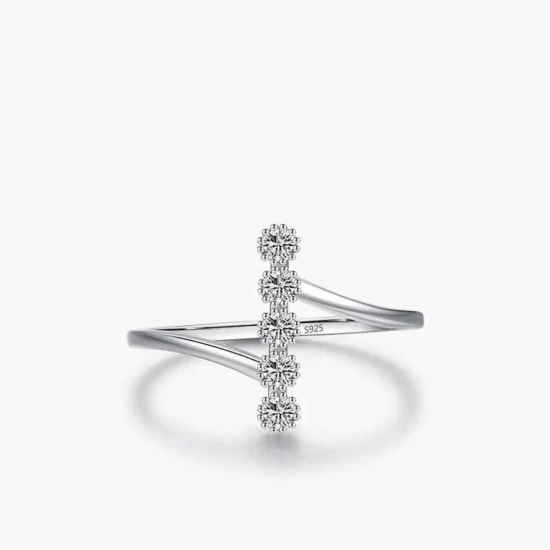 Sterling Silver Women's Ring with Inlaid Zircon - Sentiments