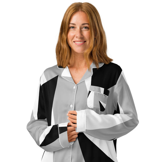 Abstract Long Sleeve Pajama Top - Sentiments