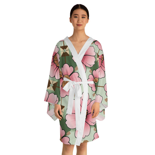 Floral Long Sleeve Kimono Robe - Elegant Loungewear for Relaxation & Special Occasions - Sentiments