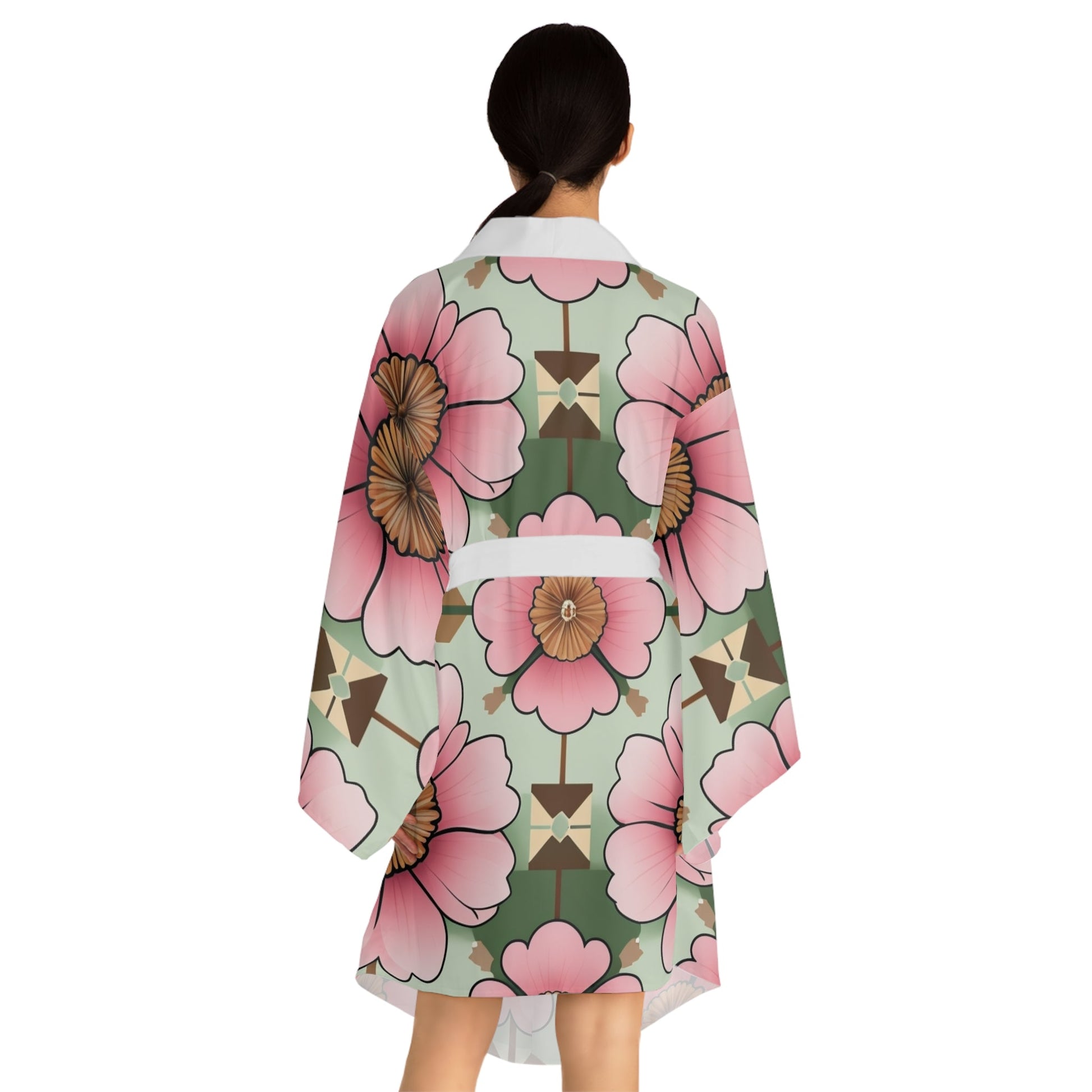 Floral Long Sleeve Kimono Robe - Elegant Loungewear for Relaxation & Special Occasions - Sentiments