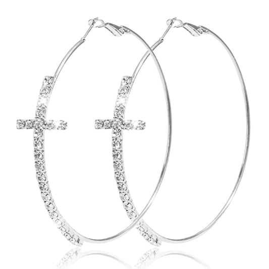 Rhinestone Big Hoop Earrings - Sentiments