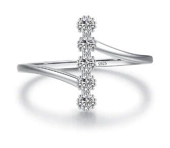 Sterling Silver Women's Ring with Inlaid Zircon - Sentiments