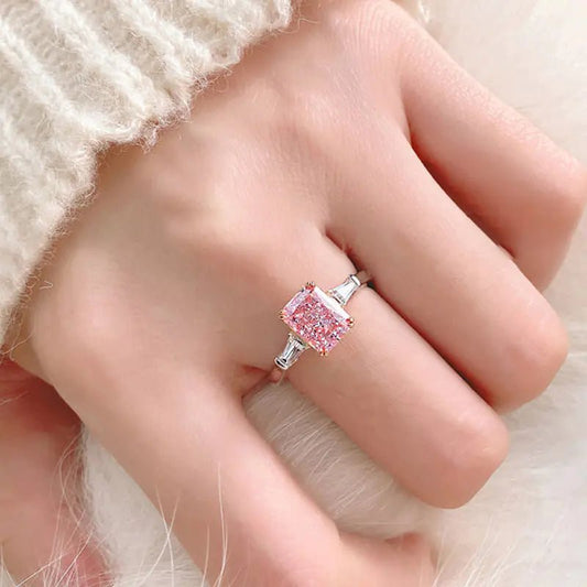 Women's Sterling Silver Pink Zircon Ring - Sentiments